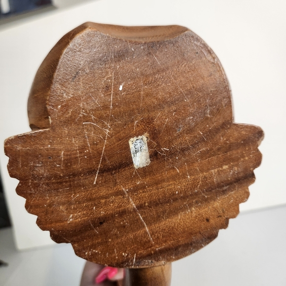 Vintage Huge Carved Wooden Tiki Mug Large Handle Monkey Pod Wood Barware Stein - Picture 8 of 11